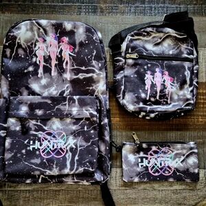 K-Pop 3 Pc Backpack Set!!  GORGEOUS Graphics & Fabric ~ Brand New!!
